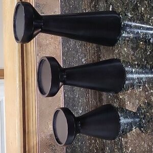 Nib Birdrock Home 3 Piece Matte Black Flare Candleholders